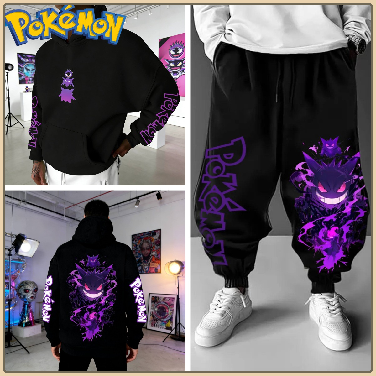 Black Hoodie and Pants Set wit - مراجعة Anime Merch Hoodie وسعره